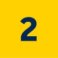 Yellow square with the number two in the centre