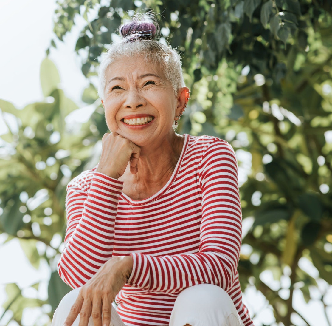 Woman smiling outside