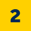 Icon depicting the number 2 on a yellow background